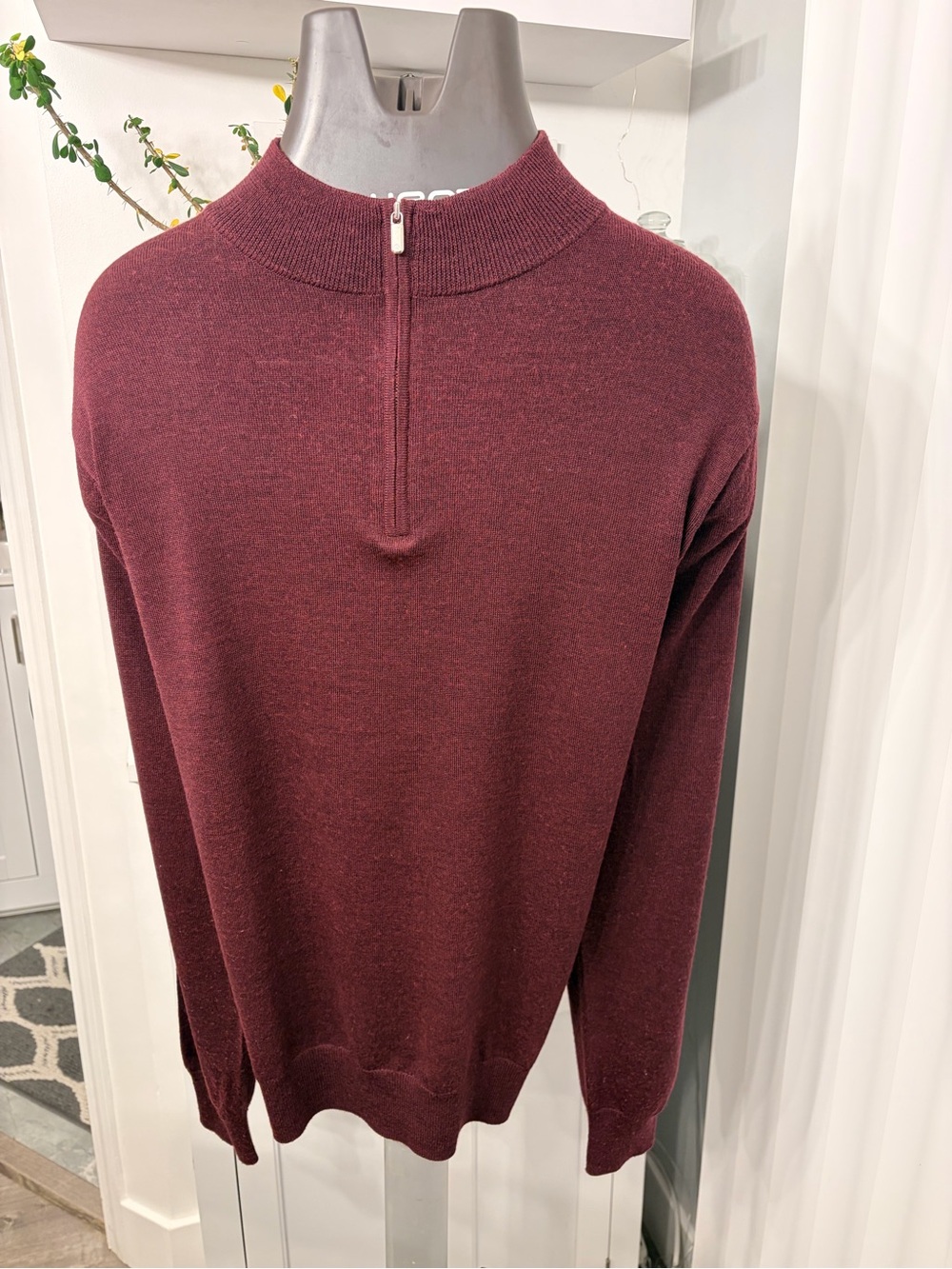 Peter Millar Men's Zip-Neck Sweater in Burgundy